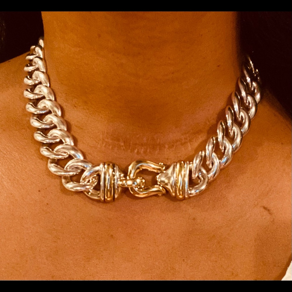 David Yurman curve link buckle necklace 14kt ,925